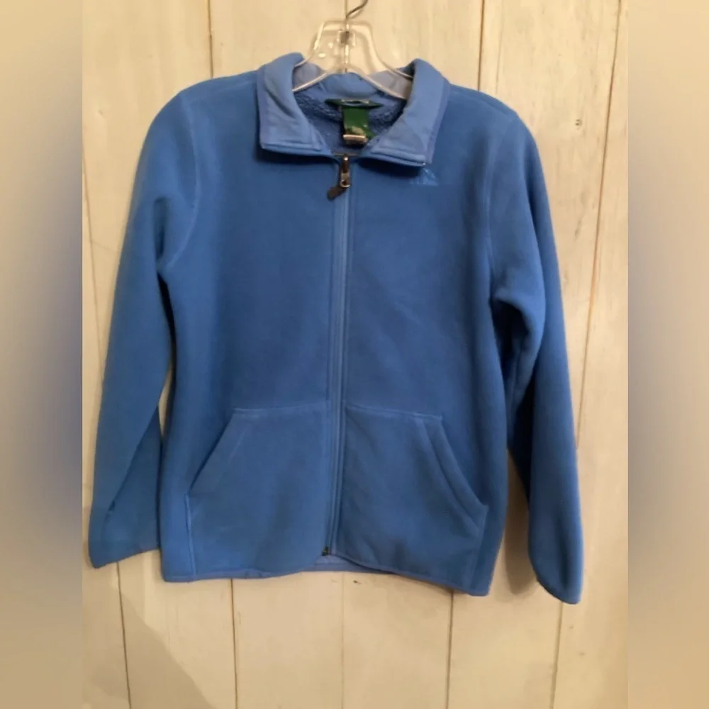 LL Bean Youth Blue‎ Fleece Jacket Full Zip Up Zipper Pockets Size 14-16